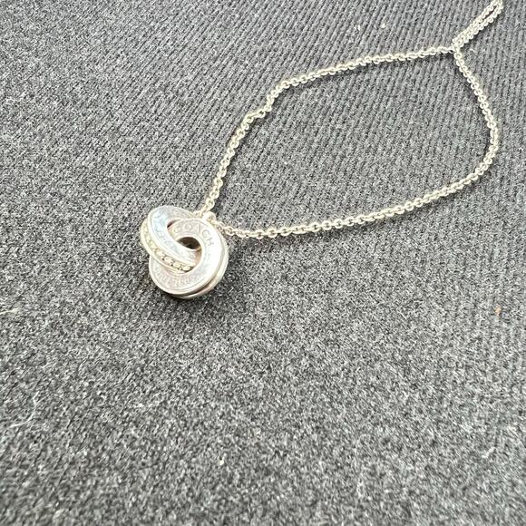 Vintage Coach Interlocking Circle Sterling silver 925 Swarovski Crystal necklace - Picture 9 of 15